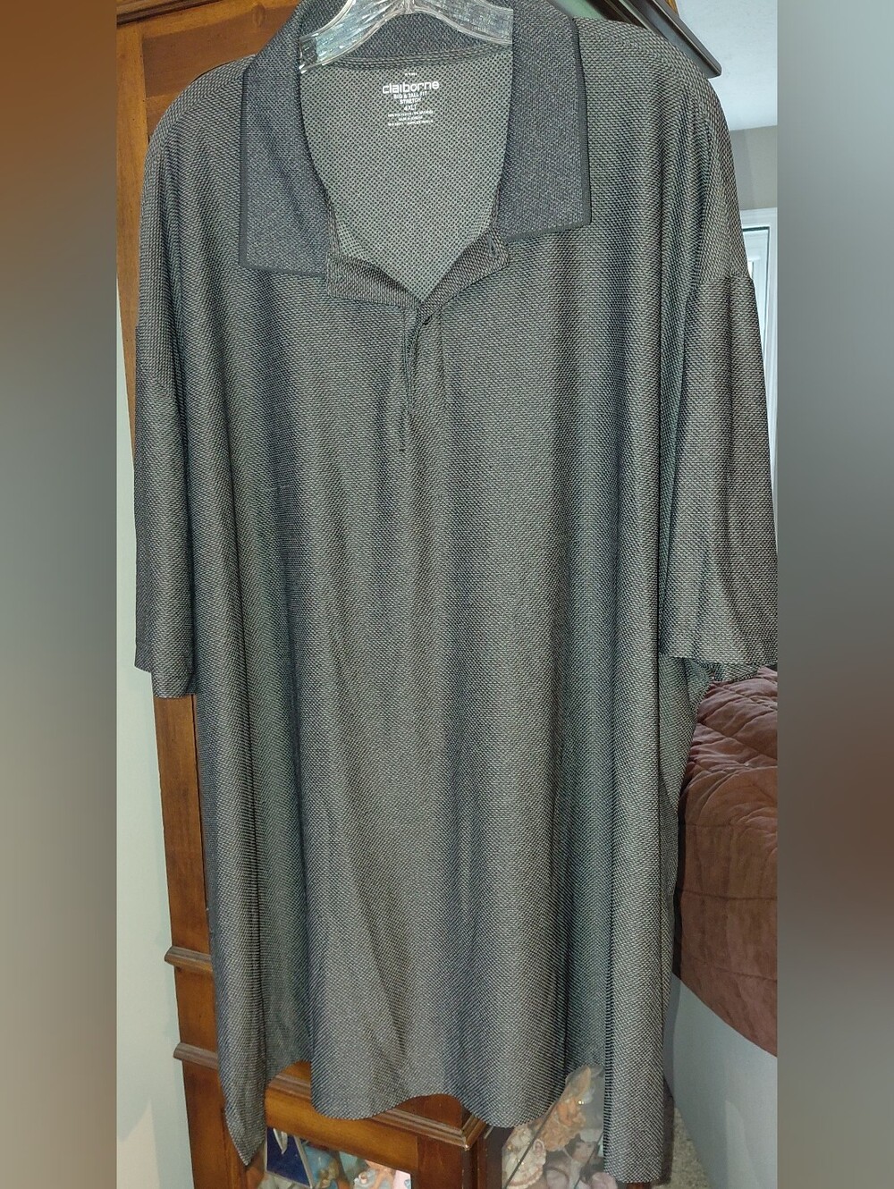 Claiborne Big Men’s Polo Shirt - Charcoal Gray 4XLT